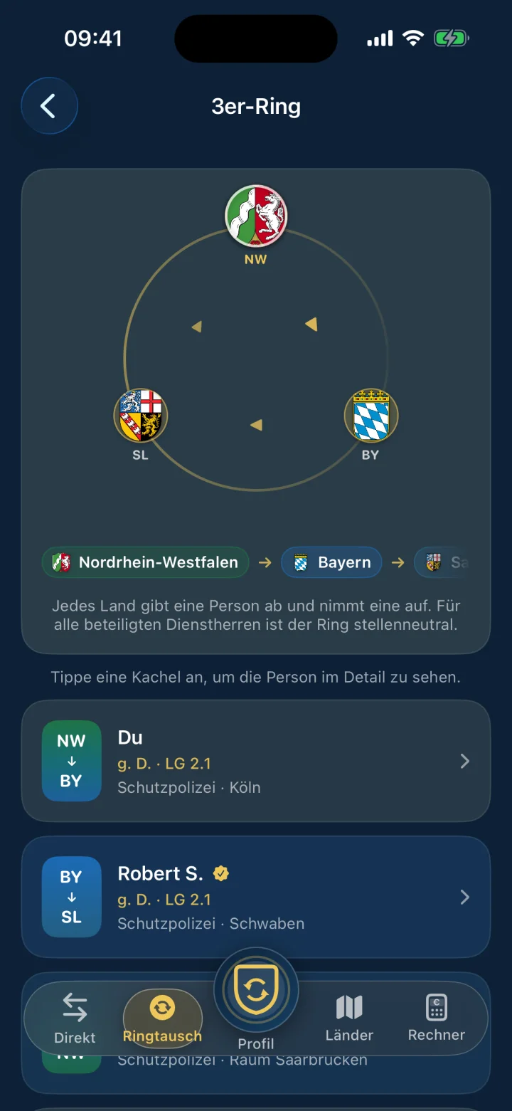 3er-Ringtausch in der TauschRevier-App